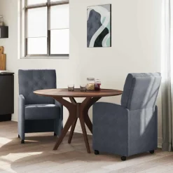 vidaXL Spisebordsstole med hjul 2 pcs Mørkegrå 58 x 67 x 97 cm Fløjl