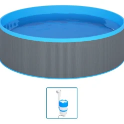 vidaXL splasher pool med hængende skimmer og pumpe 350x90 cm grå