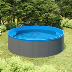 vidaXL splasher pool med hængende skimmer og pumpe 350x90 cm grå