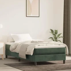 vidaXL springmadras med pocketfjedre medium 80x200x20 cm fløjl mørkegrøn