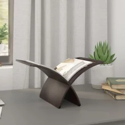 vidaXL stående magasinholder træ brun