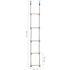 vidaXL stige med 5 trin 210 cm massivt fyrretræ