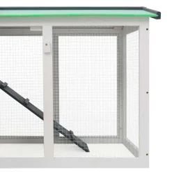 vidaXL stort udendørsbur til kæledyr 145x45x84 cm træ grå hvid
