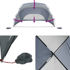 vidaXL strandtelt 274x178x170/148 cm 185T polyester grå