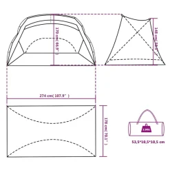 vidaXL strandtelt 274x178x170/148 cm 185T polyester grå