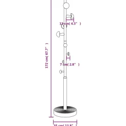 vidaXL stumtjener 172 cm pulverlakeret jern lyserød