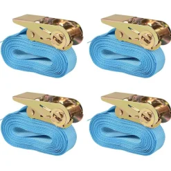 vidaXL surringsbånd med skralde 4 stk. 0,8 ton 6 m x 25 mm blå