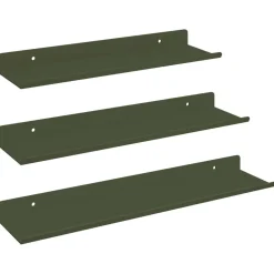 vidaXL Svævende hylde 3 pcs Oliven grøn 40 x 9 x 2,5 cm Stål