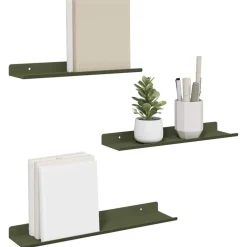 vidaXL Svævende hylde 3 pcs Oliven grøn 40 x 9 x 2,5 cm Stål