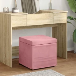 vidaXL Taburet Lyserød 41 x 41 x 40 cm Velour og konstrueret træ