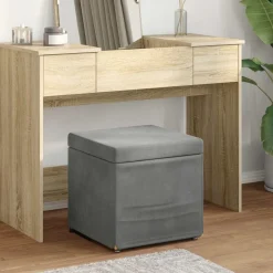 vidaXL Taburet Mørkegrå 41 x 41 x 40 cm Velour og konstrueret træ
