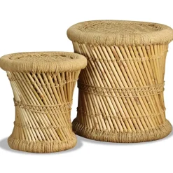 vidaXL taburetsæt 2 dele bambus jute