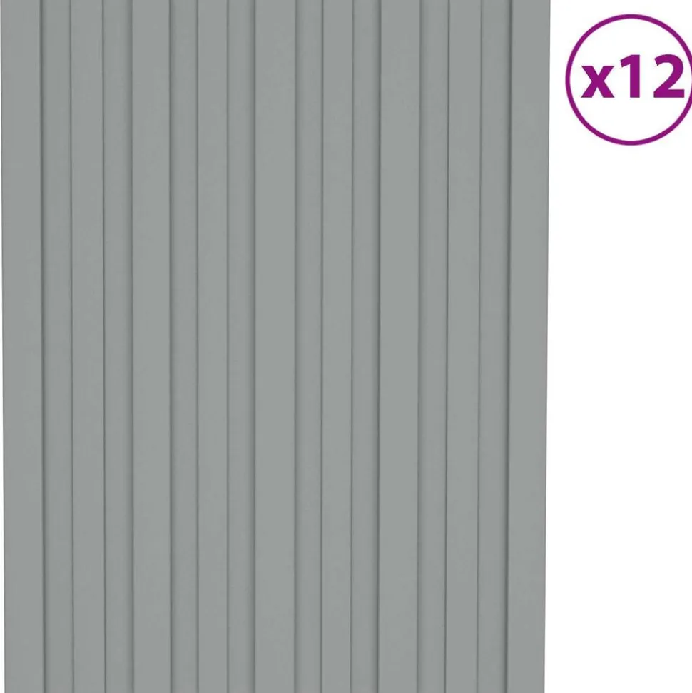vidaXL Tagpanel 12 pcs Grå 60 x 45 cm Galvaniseret stål