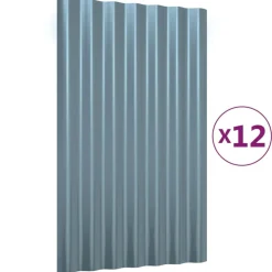 vidaXL tagplader 12 stk. 60x36 cm galvaniseret stål grå
