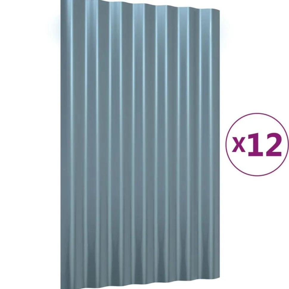 vidaXL tagplader 12 stk. 60x36 cm galvaniseret stål grå