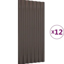 vidaXL tagplader 12 stk. 80x36 cm galvaniseret stål brun