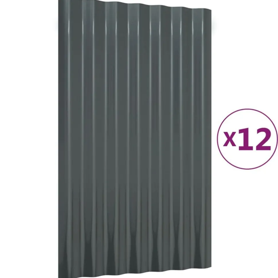 vidaXL tagplader 12 stk. 60x36 cm galvaniseret stål antracitgrå