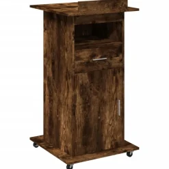 vidaXL talerstol med hjul skuffe 55x55x107 cm konstrueret træ røget eg