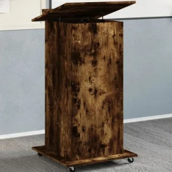 vidaXL talerstol med hjul skuffe 55x55x107 cm konstrueret træ røget eg