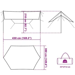 vidaXL tarp 430x380x210 cm vandtæt blå