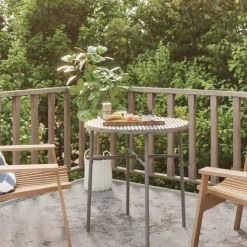 vidaXL tebord 45 cm polyrattan grå