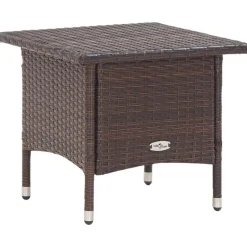 vidaXL tebord 50 x 50 x 47 cm polyrattan brun