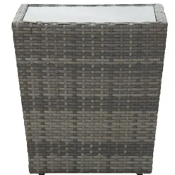 vidaXL tebord 41,5x41,5x43 cm hærdet glas og polyrattan grå