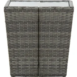vidaXL tebord 41,5x41,5x43 cm hærdet glas og polyrattan grå