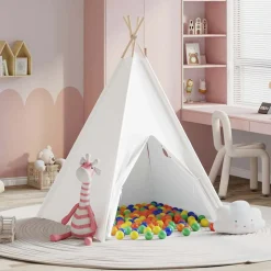 vidaXL Teepee Telt Hvid 120 x 120 x 150 cm Stof og Plast