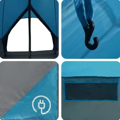 vidaXL Teepee Telt 3-Person med tag Blå og grå 312 x 312 x 197 cm