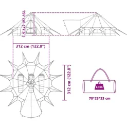 vidaXL Teepee Telt 3-Person med tag Blå og grå 312 x 312 x 197 cm