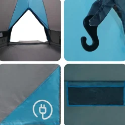 vidaXL Teepee Telt 10-Personer med tag Blå og grå 567 x 470 x 242 cm