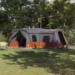 vidaXL Telt til 16 personer med tag Grå og orange 680 x 510 x 210 cm