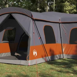 vidaXL Telt til 16 personer med tag Grå og orange 680 x 510 x 210 cm
