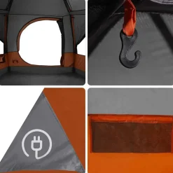 vidaXL Teltehus til 7 personer Grå og orange 400 x 350 x 212 cm