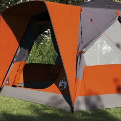 vidaXL Teltehus til 7 personer Grå og orange 400 x 350 x 212 cm
