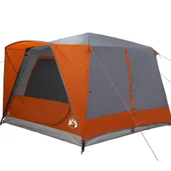 vidaXL Teltehus til 7 personer Grå og orange 400 x 350 x 212 cm
