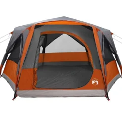 vidaXL Teltehus til 7 personer Grå og orange 400 x 350 x 212 cm