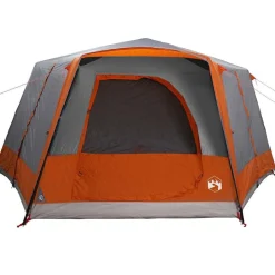 vidaXL Teltehus til 7 personer Grå og orange 400 x 350 x 212 cm
