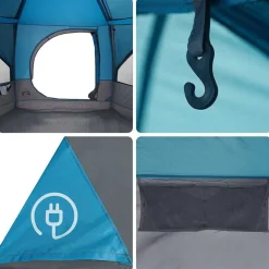 vidaXL Teltehus til 7 personer med tag Blå 400 x 350 x 212 cm