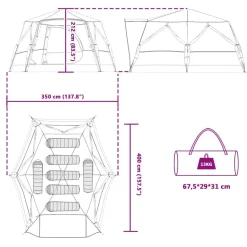 vidaXL Teltehus til 7 personer med tag Blå 400 x 350 x 212 cm