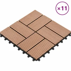 vidaXL Terrasse Flise 11 pcs Brun 30 x 30 cm WPC