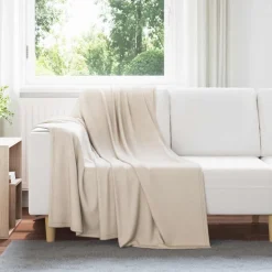 vidaXL Throw tæppe Beige 170 x 130 cm Fleece