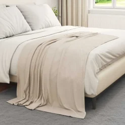 vidaXL Throw tæppe Beige 170 x 130 cm Fleece