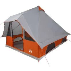 vidaXL Tipi telt med tag Grå og orange 358 x 296 x 258 cm taft