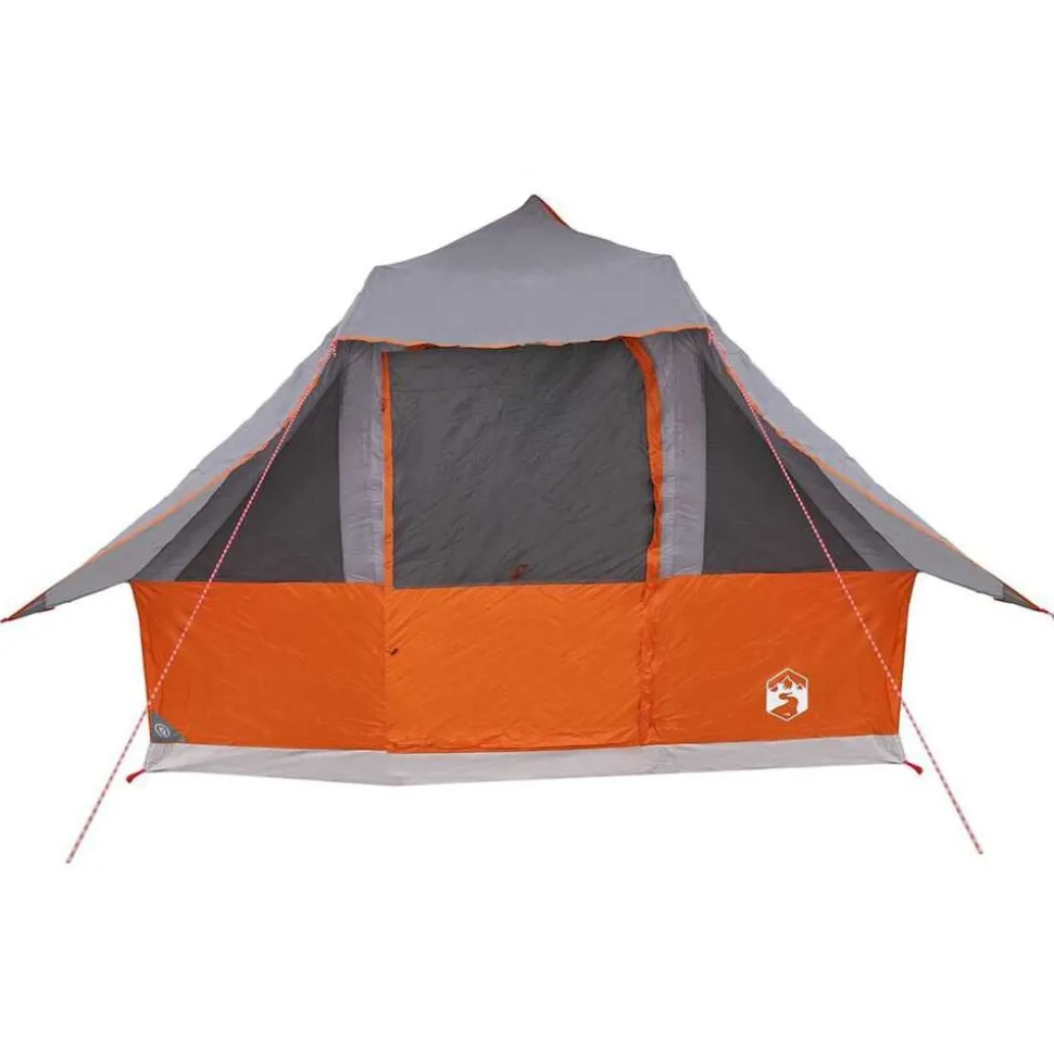 vidaXL Tipi telt med tag Grå og orange 358 x 296 x 258 cm taft