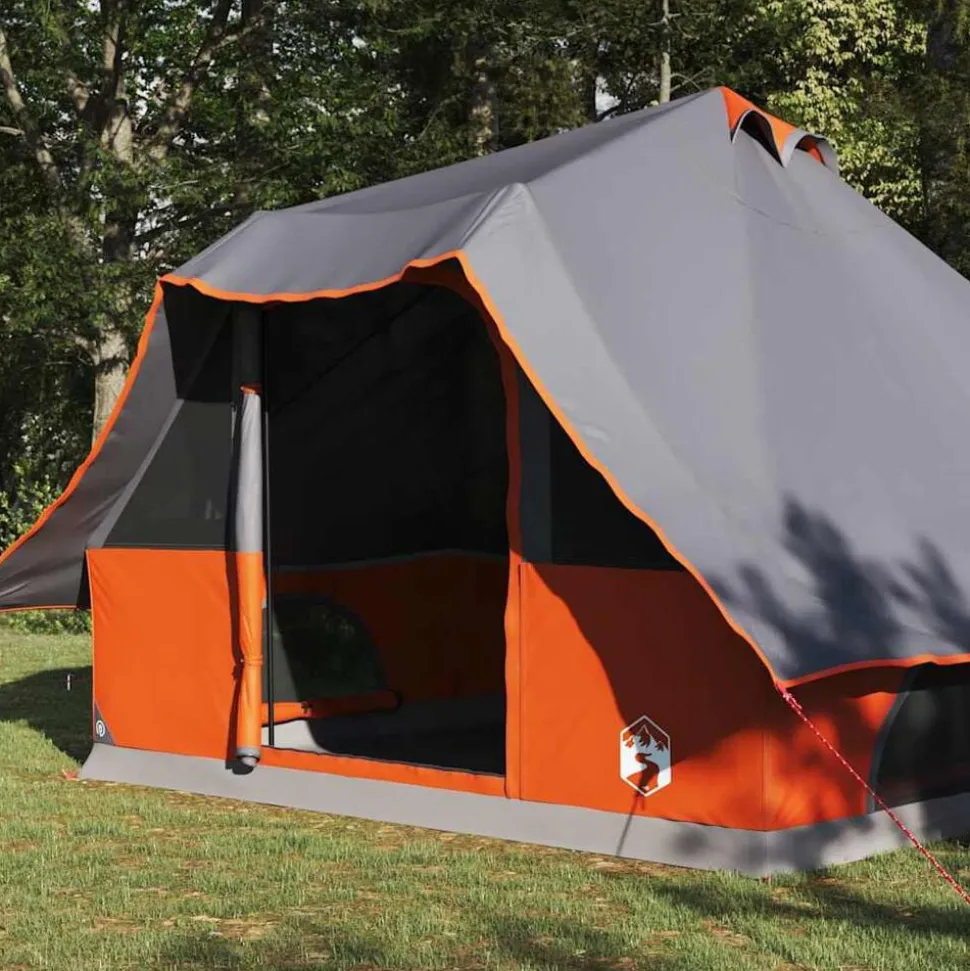 vidaXL Tipi telt med tag Grå og orange 358 x 296 x 258 cm taft