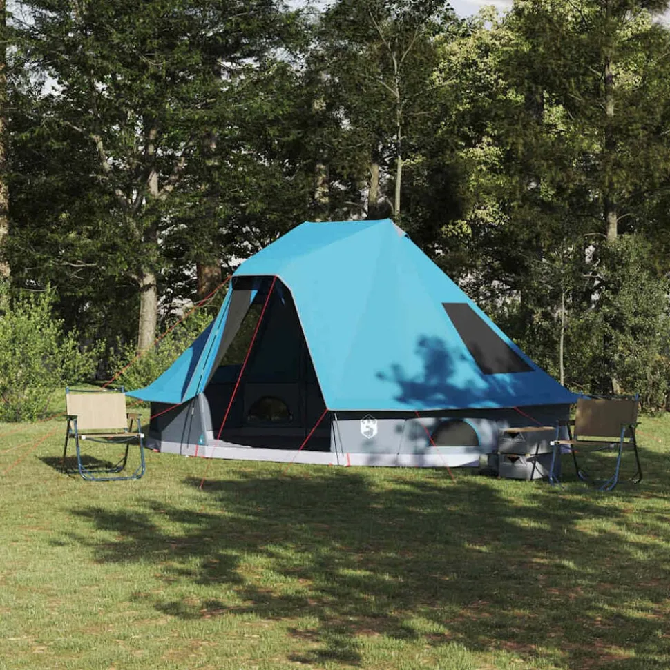 vidaXL Tipi telt med tag med opbevaring Blå 466 x 310 x 240 cm taft