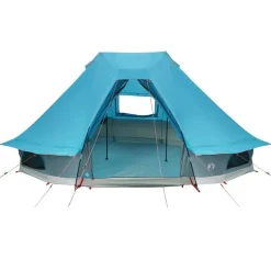 vidaXL Tipi telt med tag med opbevaring Blå 466 x 310 x 240 cm taft
