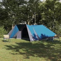 vidaXL Tipi telt med tag med opbevaring Blå 660 x 456 x 200 cm taft